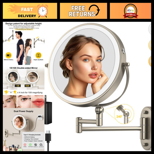 Wall mounted lighted makeup - 9",