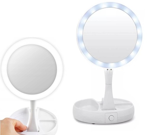Folding led makeup mirror - folding,